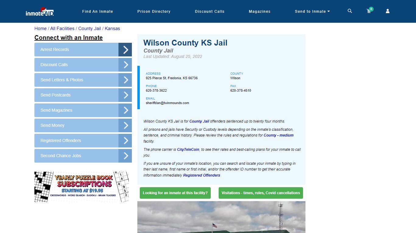 Wilson County KS Jail - Inmate Locator - Fredonia, KS