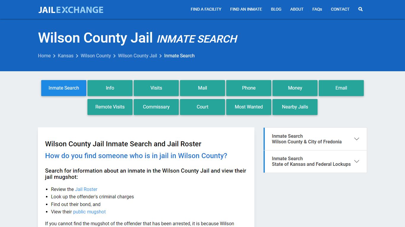 Inmate Search: Roster & Mugshots - Wilson County Jail, KS